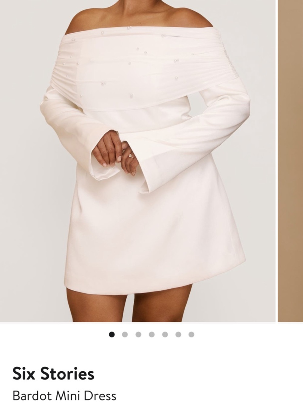 Bardot Off-Shoulder Mini Dress in Ivory White